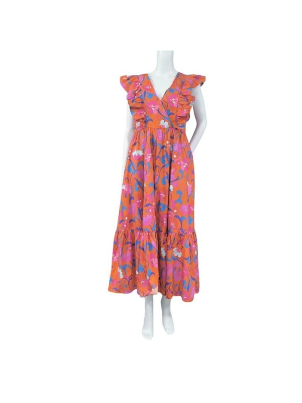 Roberto Rodriguez Dress M Floral Whimsy Boho Ruffle Tiered Midi Maxi Festival - Picture 3 of 16